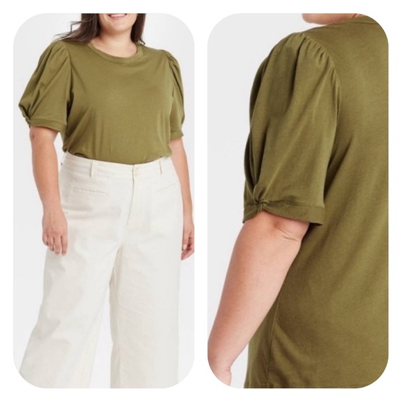 NWT A New Day XXL olive puff sleeve T-shirt - Picture 1 of 10